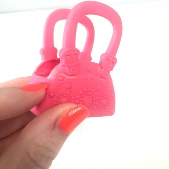 polly pocket pink purse tote bag plastic tote carrier doll accessories 2 inch - Picture 4 of 5